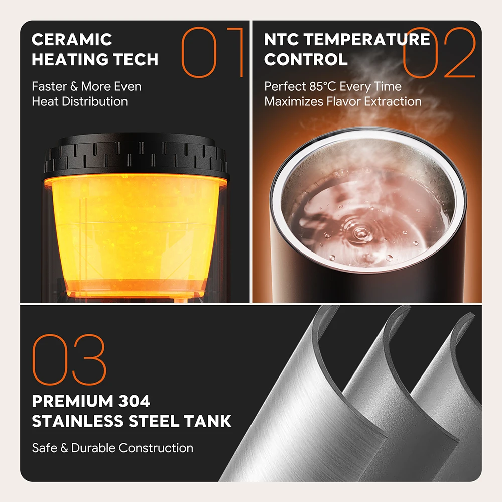 Calentamiento cerámico y depósito de acero inoxidable 304