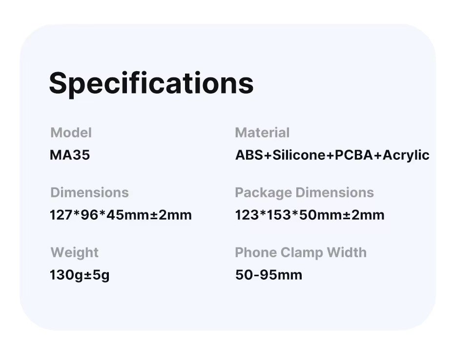 Especificaciones del Grip MagSafe Ulanzi MA35