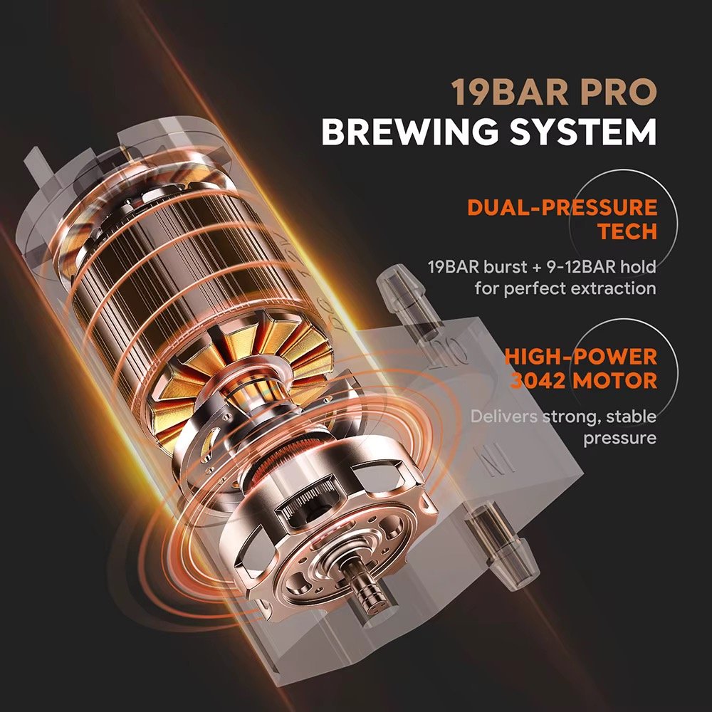 Sistema de extracción 19BAR para espresso con crema