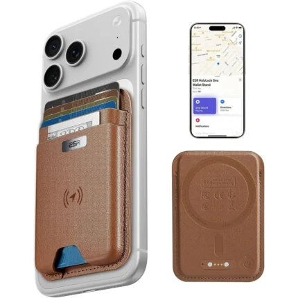 Brown ESR MagSafe card holder with cards