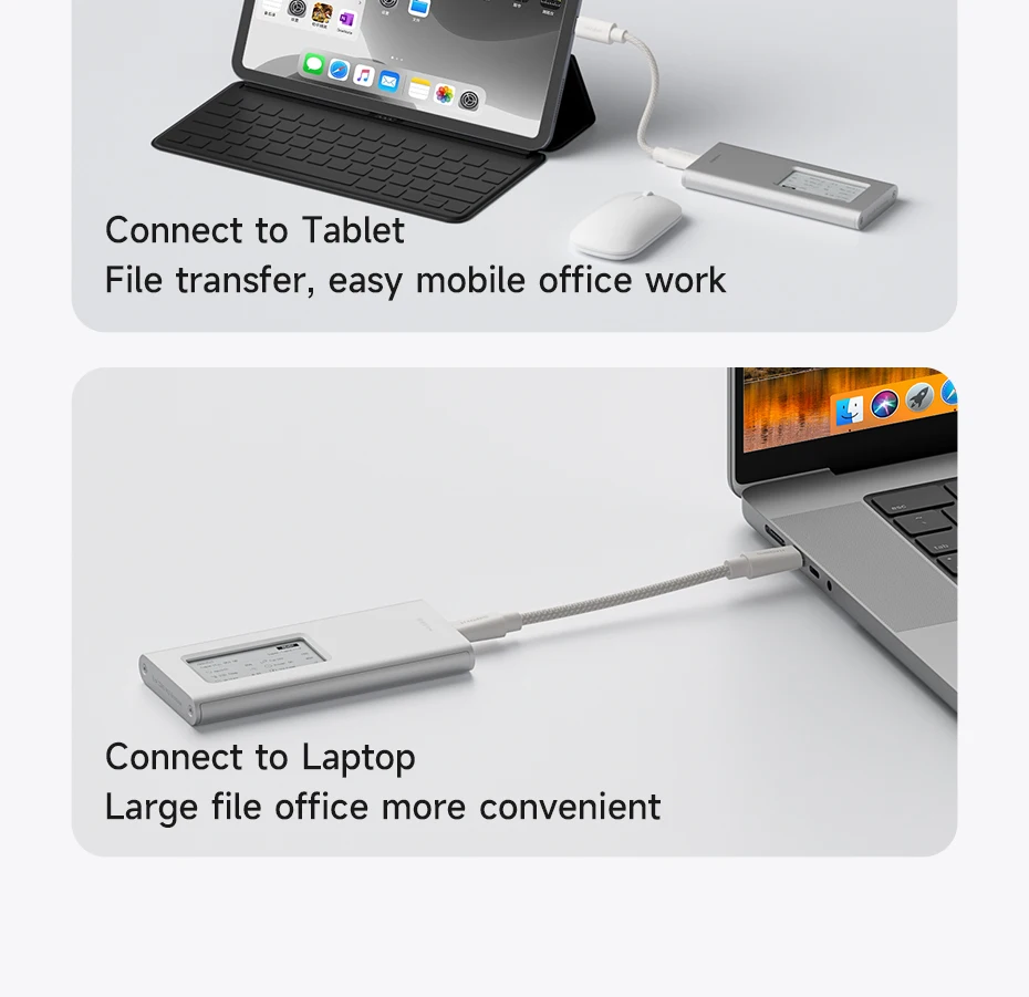 Uso de almacenamiento externo con teléfono tableta y laptop