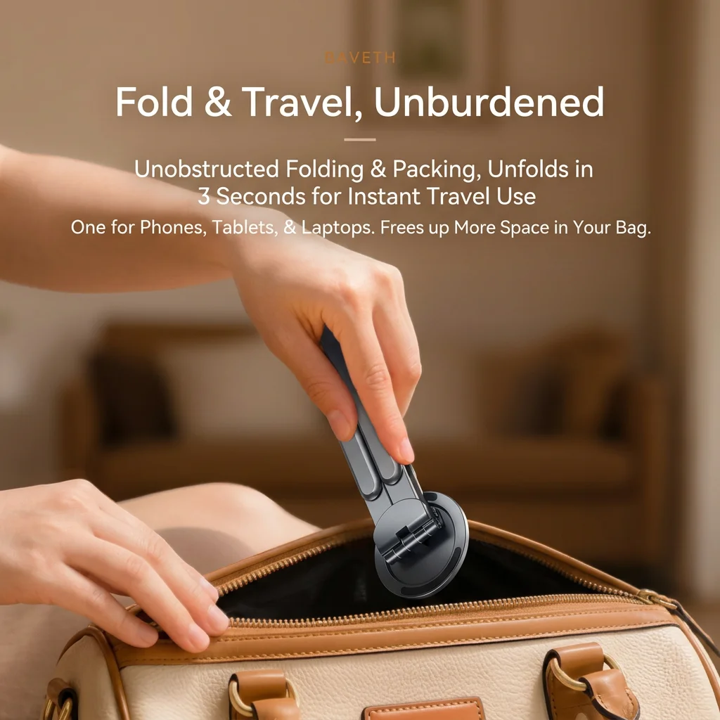 Soporte plegable y compacto para transportar en una bolsa