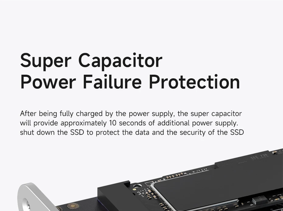 Supercondensador para protección de datos del SSD