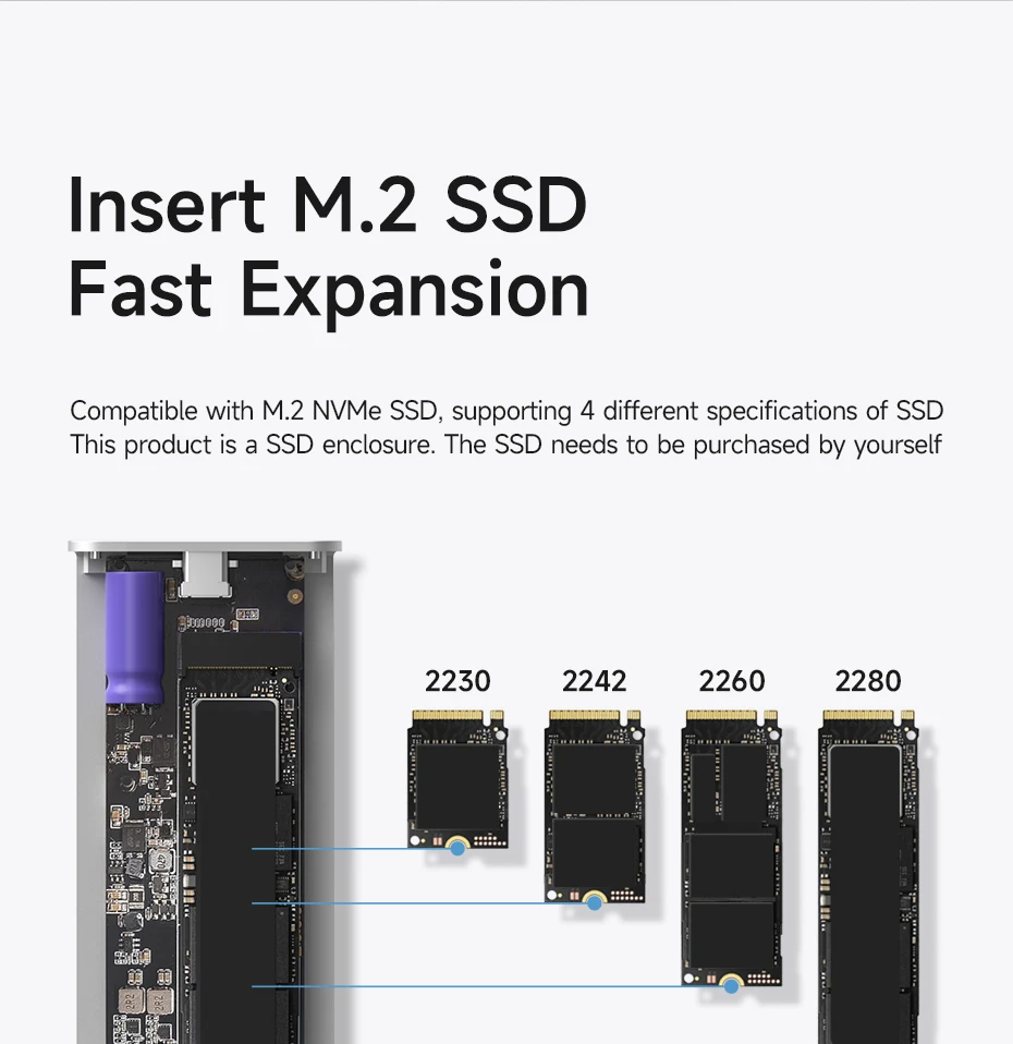 Compatibilidad con SSD M.2 2230 2242 2260 y 2280