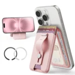 Billetera magnética ESR rosada con soporte para iPhone